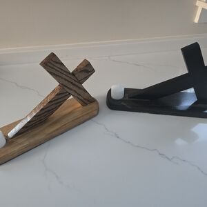 Handmade wood cross candle holder | rustic church decor | Customizable